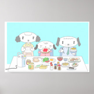 Póster Desayuno para la familia de perros.