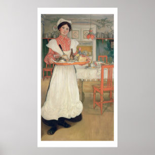 Póster Desayuno que lleva en una bandeja, 1904 de Martina