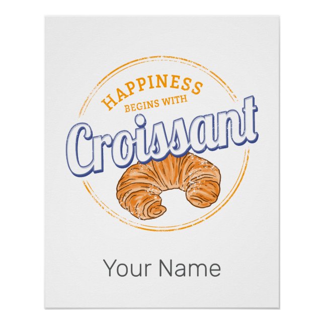 Póster Desayuno retro de croissack Vintage France (Anverso)