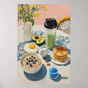 Póster Desayuno Saludable gimnasio Comida Cocina Panquequ