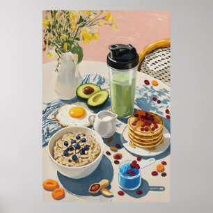 Póster Desayuno Saludable gimnasio Comida Cocina Panquequ