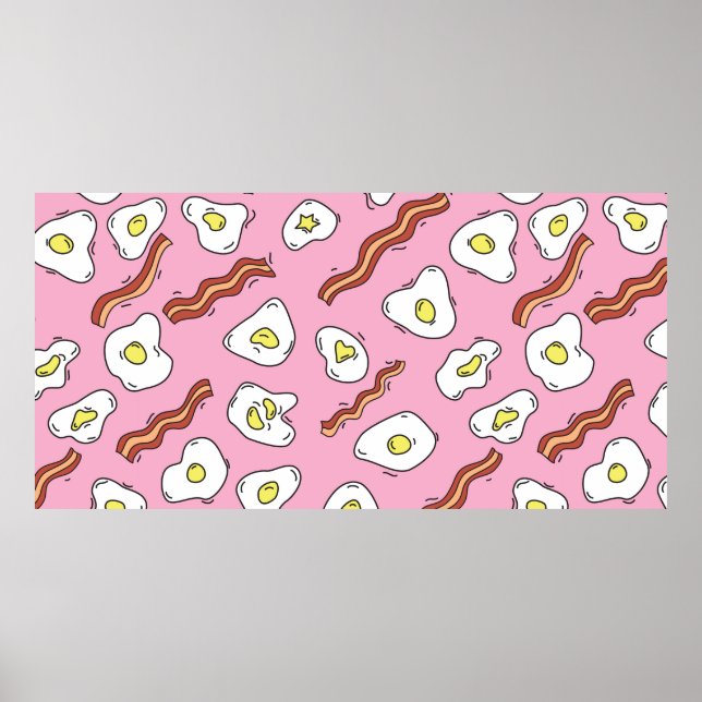 Póster Desayuno sin incandescencias con huevos fritos y b (Frente)