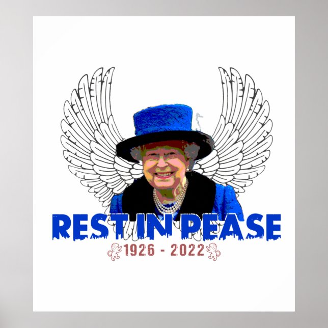Póster Descanse en paz Gran Reina Elisabeth II Rip (Frente)