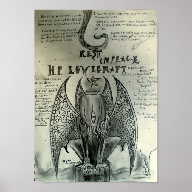 Póster Descanse en paz H.P. Lovecraft (Frente)