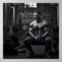 Póster Descanso de culturista entre conjuntos