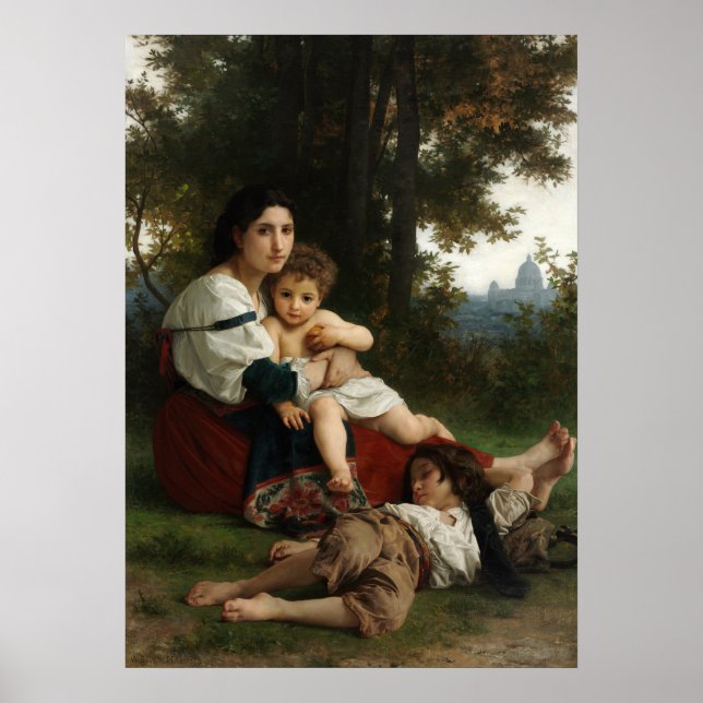 Póster Descanso de William-Adolphe Bouguereau (Frente)