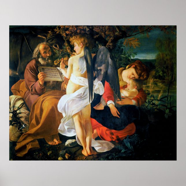 Póster Descanso en el vuelo a Egipto de Caravaggio (1596) (Frente)