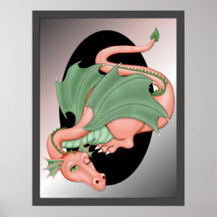 Póster Descanso mágico de la fantasía del dragón