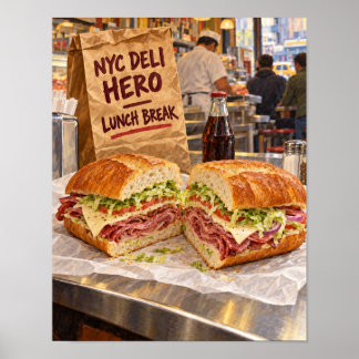 Póster Descanso para comer en el deli de NYC