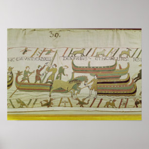 Póster Descarga de caballos de las naves