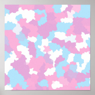 Póster Descarga de camuflaje abstracto femenino rosa past