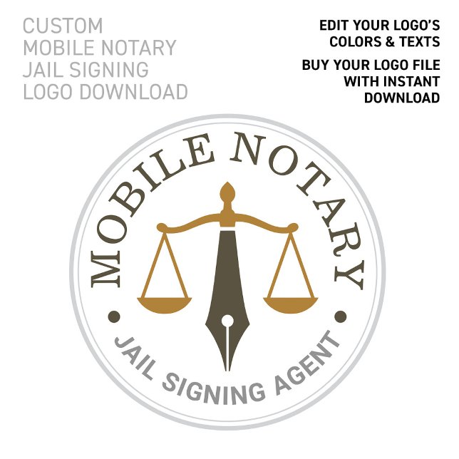 Póster Descarga de logo personalizado de notaría móvil Kh (Jail Signing Logo Download Mobile Notary:
CUSTOMIZE THIS LOGO COLORS & TEXTS!)