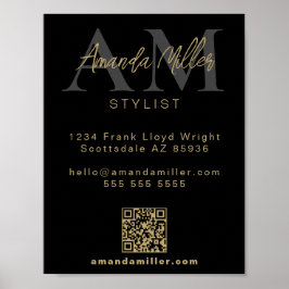 Póster Descarga de monograma Minimalista moderno con códi