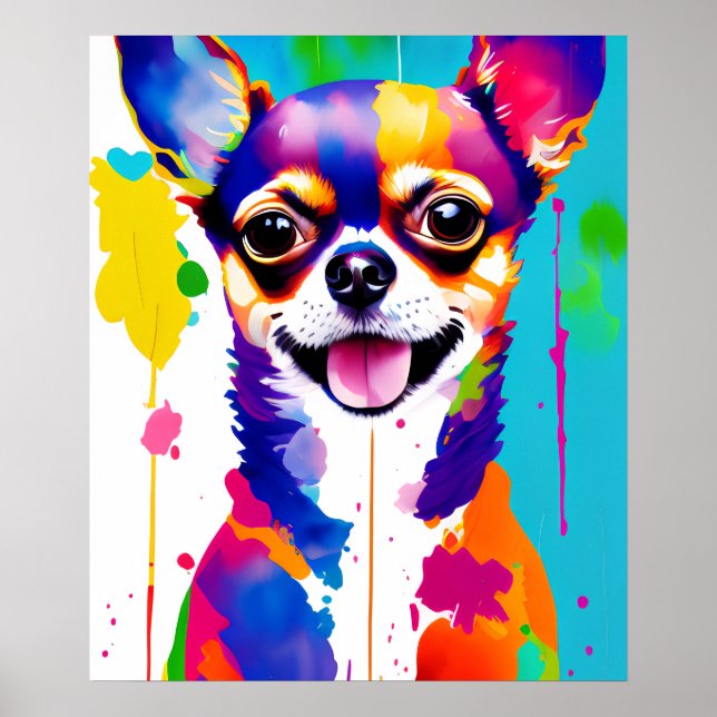 Póster Descarga de Poster de perro colorido, perro chihua (Frente)