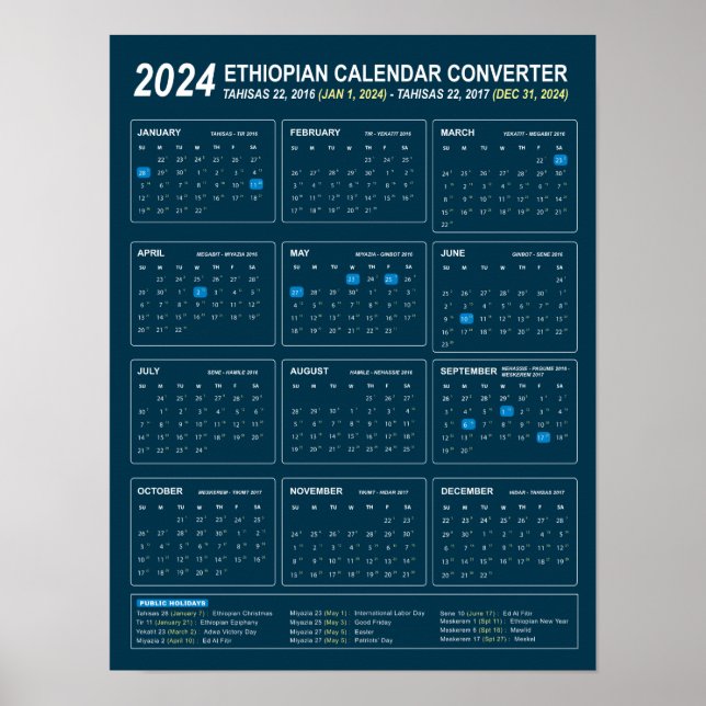 Póster Descarga del año 2024 del convertidor de calendari (Frente)