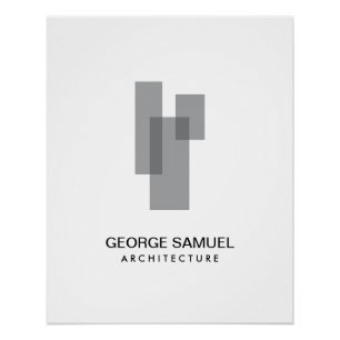 Póster Descarga del logotipo de bloques arquitectónicos m