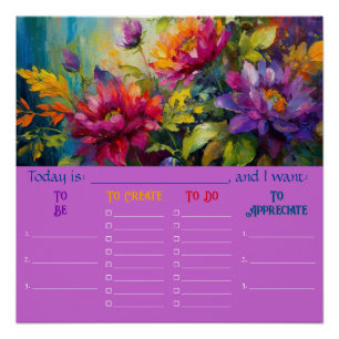 Póster Descarga del planificador de pinturas florales de