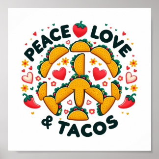 Póster Descarga digital de Paz, Amor y Tacos - Perfecto