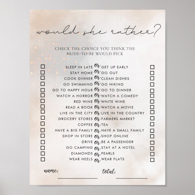 Póster Descarga instantánea Cloud 9 Bridal Shower Game (Frente)