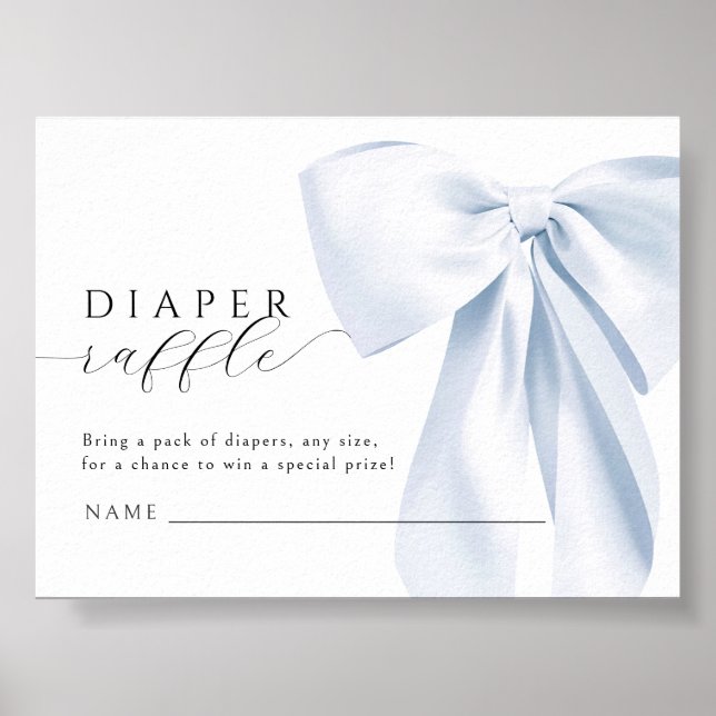 Póster Descarga instantánea de Baby Shower de Blue Bow (Frente)