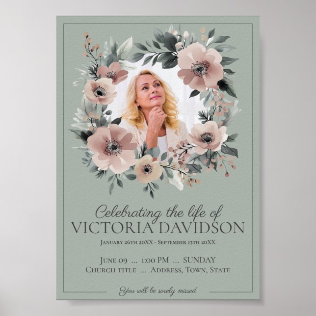 Póster Descarga instantánea de Invitación Funeral Digital (Frente)