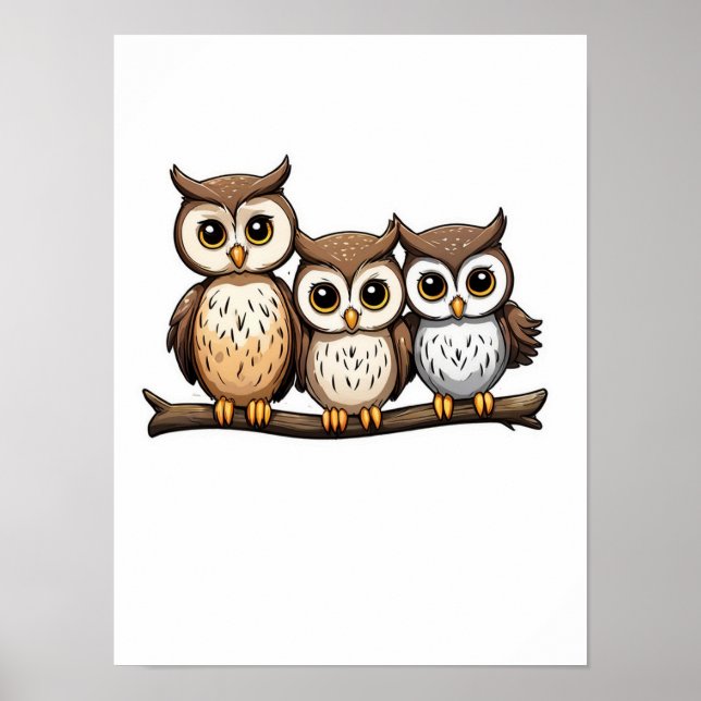Póster Descarga transparente de Png Three Cute Little Owl (Frente)
