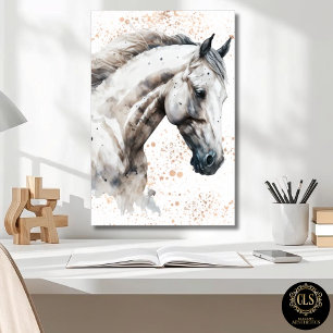 Póster Descargable de Arte Acuarela de Caballo Bla