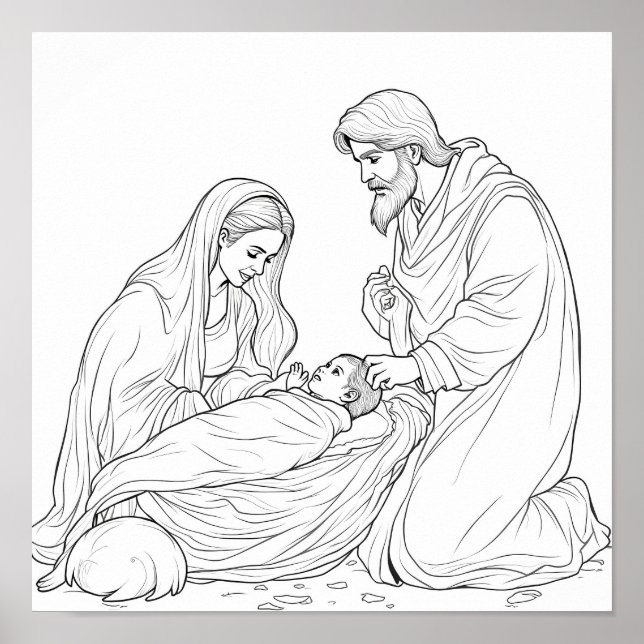 Póster Descargable escena de Navidades religiosos (Frente)