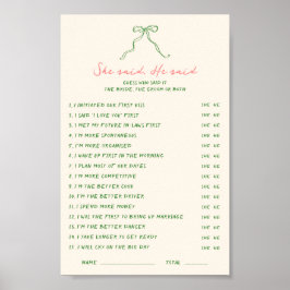 Póster Descargable manuscrito Dijo Que Dijo Juego