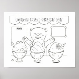 Póster Descargable Página para Colorear de Oso Polar con