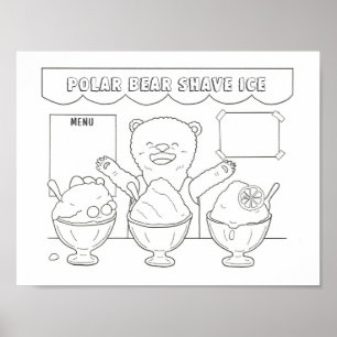 Póster Descargable Página para Colorear de Oso Polar con