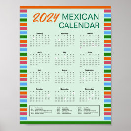 Póster Descargar Calendario Mexicano 2024 con Festivos