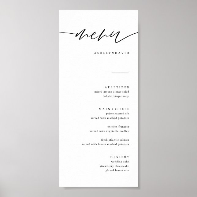 Póster Descargar caligrafía Tarjetas de menú de bodas ele (Frente)