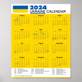 Póster Descargue Calendario de Ucrania 2024 $5.95 PDF o