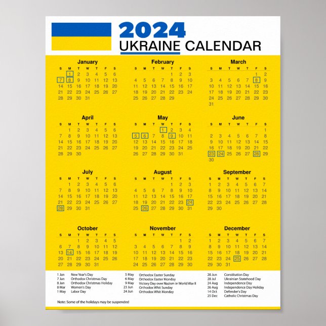 Póster Descargue Calendario de Ucrania 2024 $5.95 PDF o