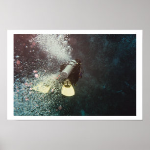 Póster Descendente del buzo