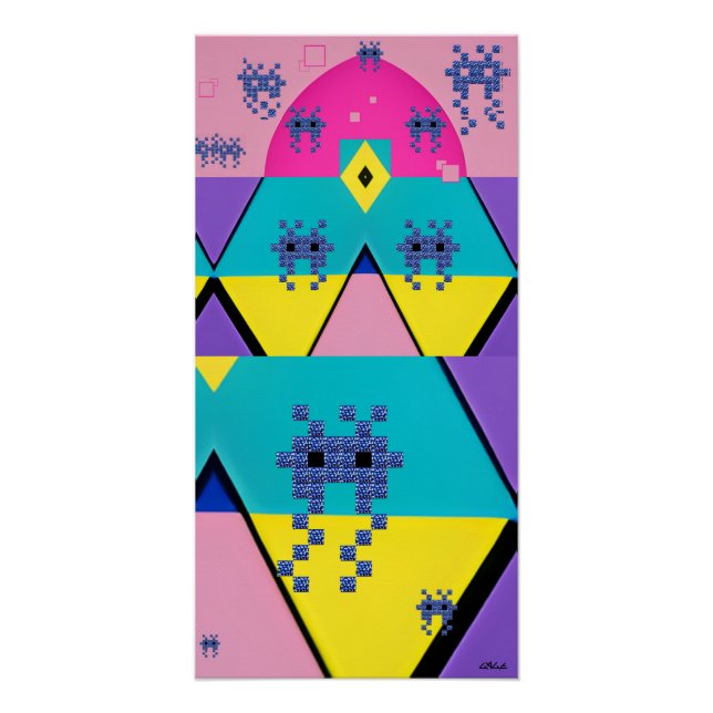 Póster Descending on a Memphis Designed Planet (Anverso)