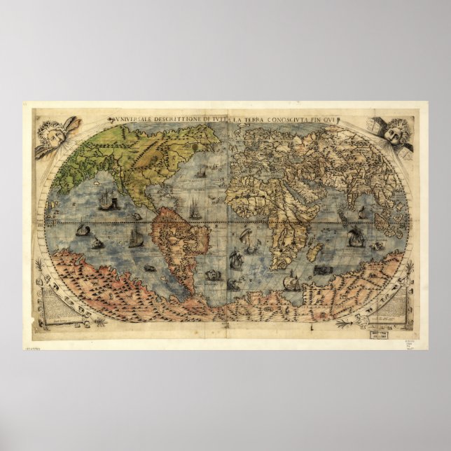 Póster Descripción de Vniversale Mapa Mundial (1565) (Frente)