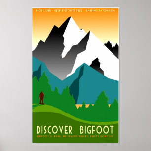 Póster Descubra Bigfoot en montañas coloridas