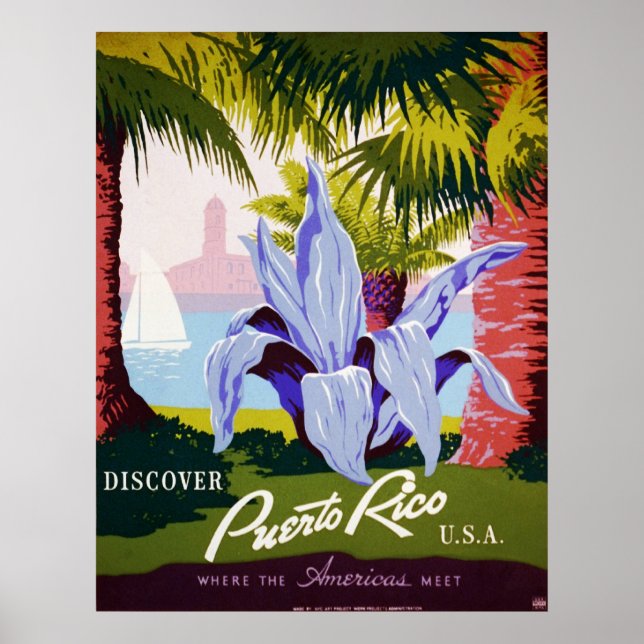 Póster Descubra Puerto Rico U.S.A. (Frente)