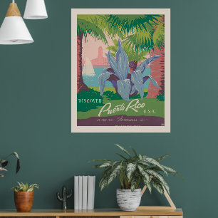 Póster Descubra Puerto Rico USA   Viaje de cosecha