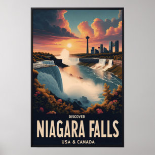 Póster Descubre el cartel de viaje vintage de las catarat