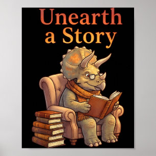 Póster Descubre una historia triceratops dinosaurio leyen