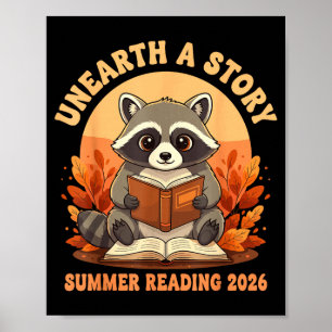 Póster Descubre una historia verano lectura 2026 mapache