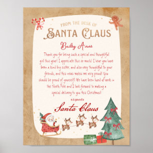 Póster Desde el escritorio de Santa Claus Sled Santa Lett