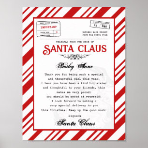 Póster Desde el escritorio de Santa Claus Telegram Santa 