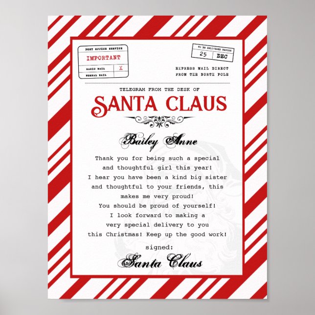 Póster Desde el escritorio de Santa Claus Telegram Santa  (Frente)