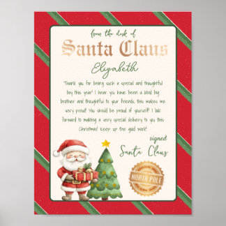 Póster Desde el escritorio de Santa Claus Tree Santa Lett