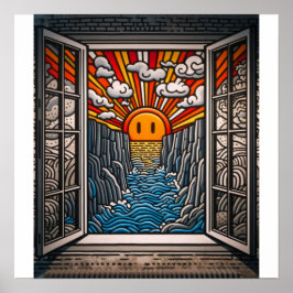 Póster Desde mi ventana: Puesta de sol y acantilado 2