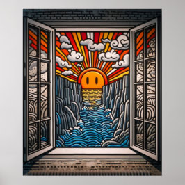 Póster Desde mi ventana: Puesta de sol y acantilado 2